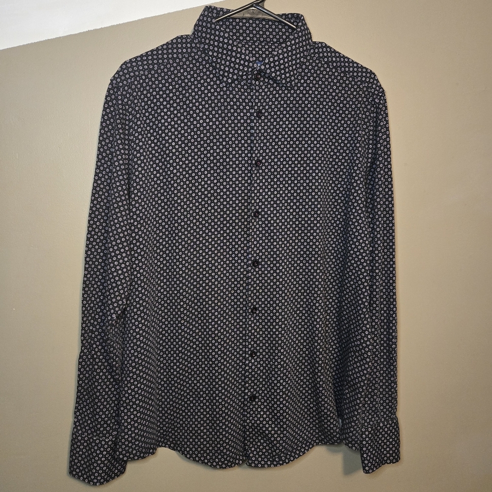Stone Rose Men's Button Up Shirt Floral AOP Long Sleeve Size Large 100% Cotton